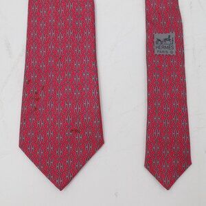 HERMES silk tie Mens W3 L56 necktie made in France multicolor monogram logo Has